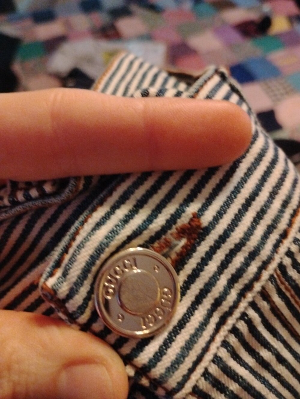 Authentic Gucci Blue and White Striped Mini Skirt - Picture 9 of 9